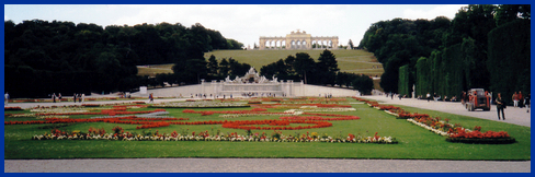 Photo of gardens at Schonbrunn Palace in Vienna, Austria