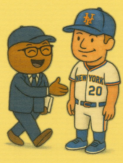 Copilot greets his new client, a popular first baseman