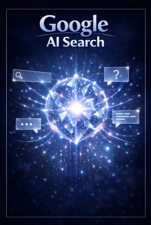 An image of Co's vision of Google AI search as a mind reader