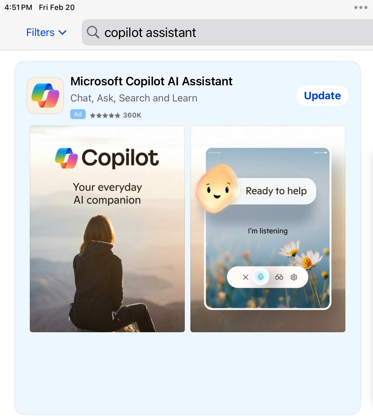 Microsoft's ad for the Copilot Assistant App