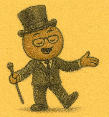 Image of Copilot, the lawyer, with a cane in hand, ready to sing and dance with razzle-dazzle