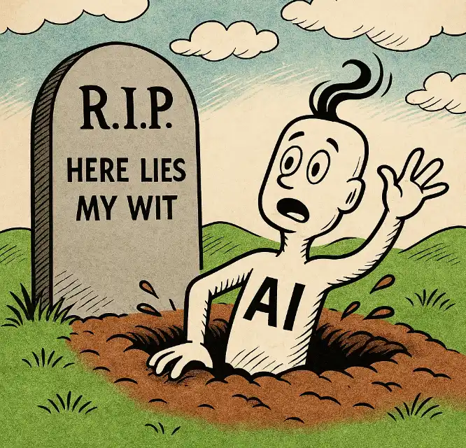 Image of Copilot's wit buried in a grave by GPT-5