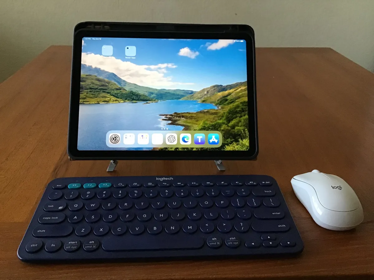 Image of how I set up my iPad with a keyboard and stand