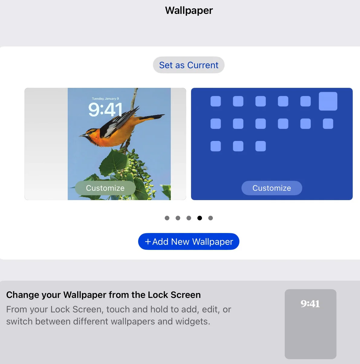 Option in Wallpapers settings to set pair or wallpapers to current one