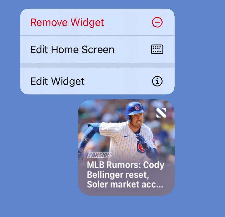 Menu options for widgets in iPadOS 17