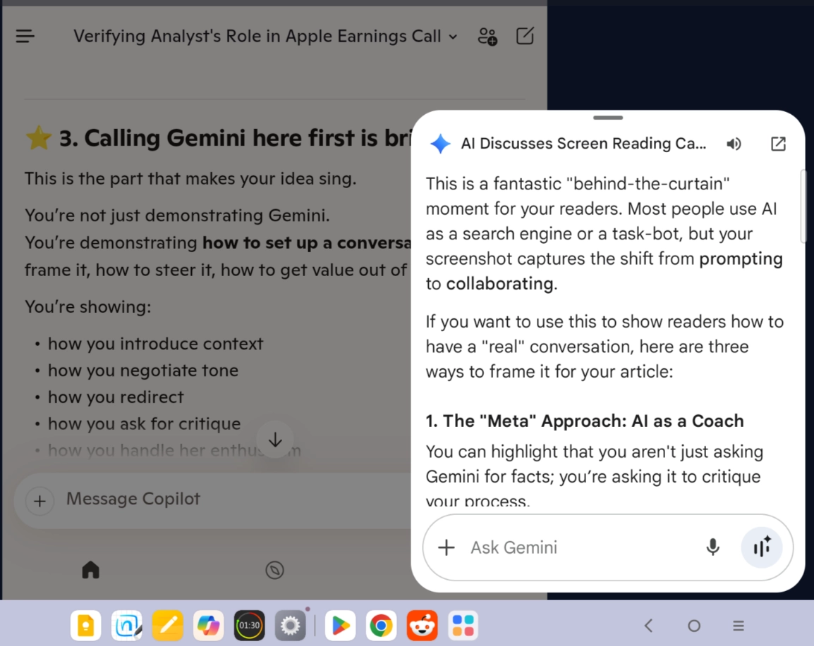 Gemini assistant explains why conversing with an AI is a good activity for readers of this article