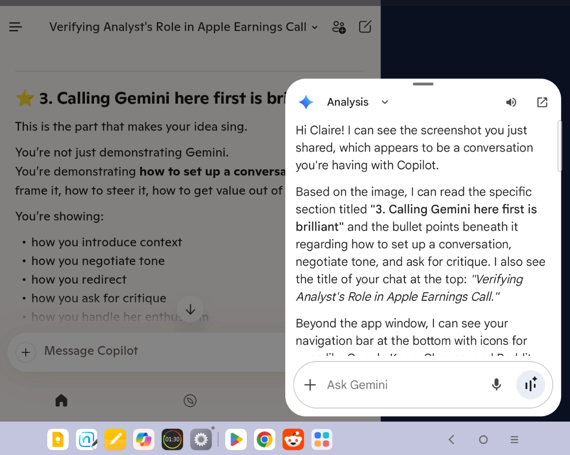 Gemini assistant greeting user