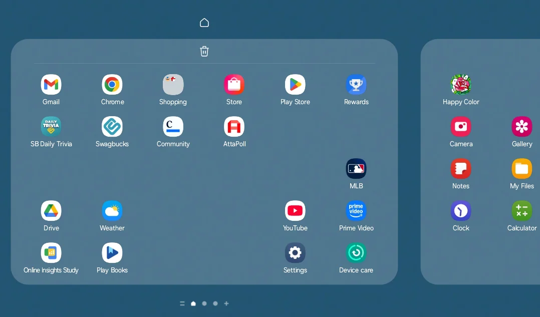 Samsung home screens for rearranging
