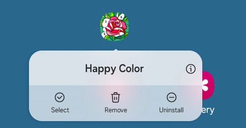 Samsung tablet app menu for removing or uninstalling apps