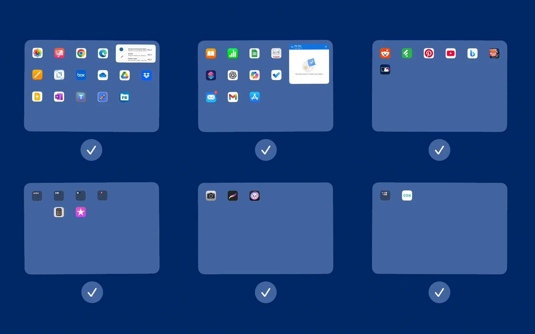 all iPadOS 18 home screens shown on one screen for rearranging order