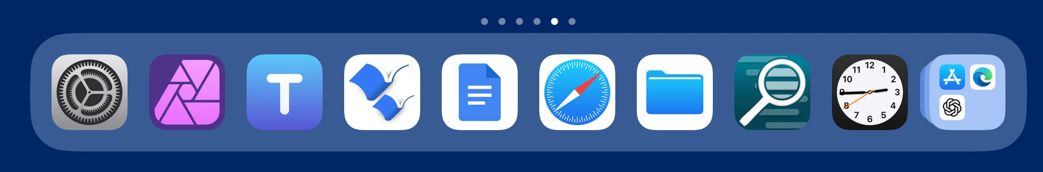 iPadOS 18 dock with App Library on right end of dock